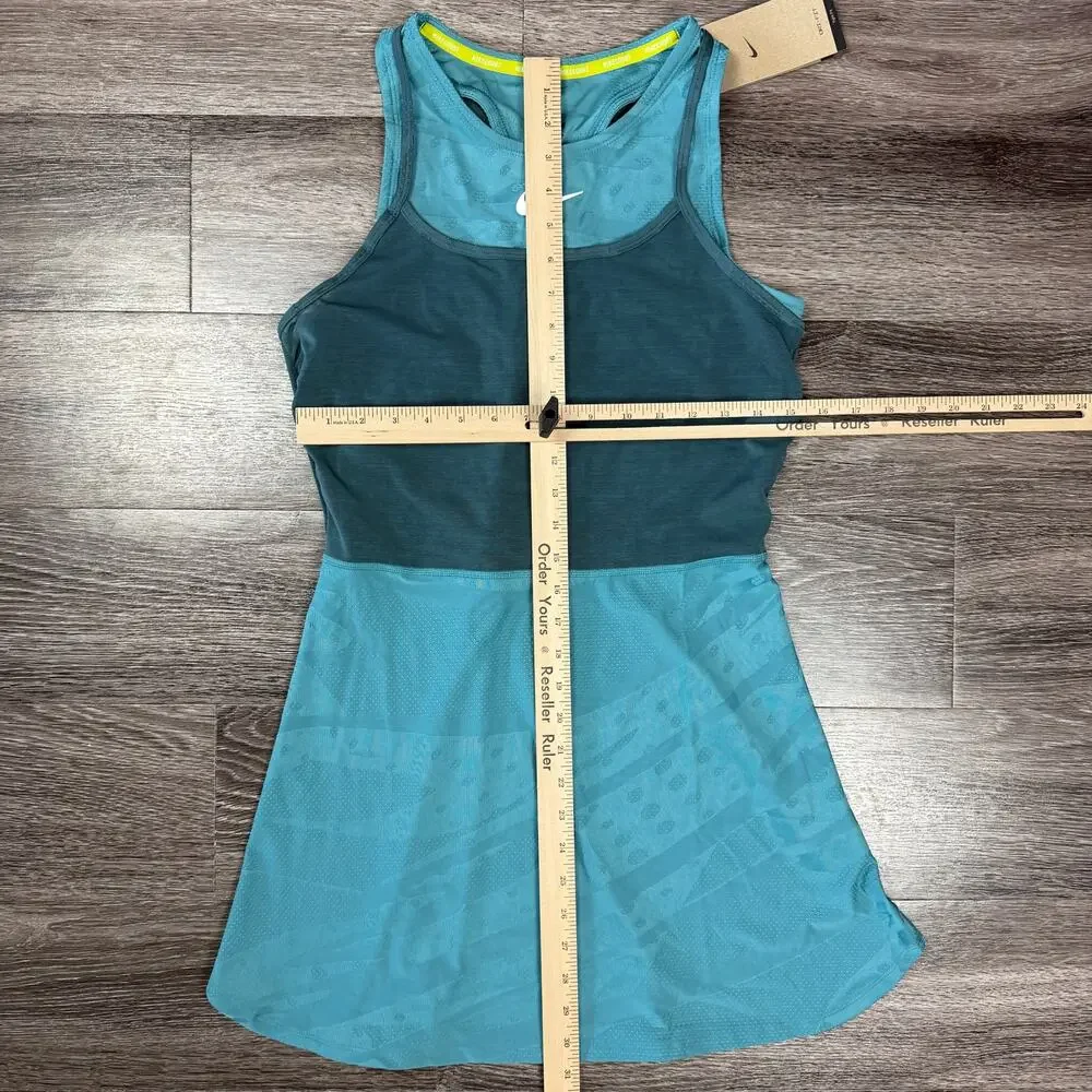Nike Court Slam Dri-FIT Tight Fit Tennis Dress Women's Sz Medium Teal FZ6463-379
